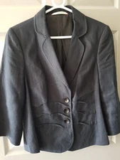 Ladies Black Linen Jacket. Size 14