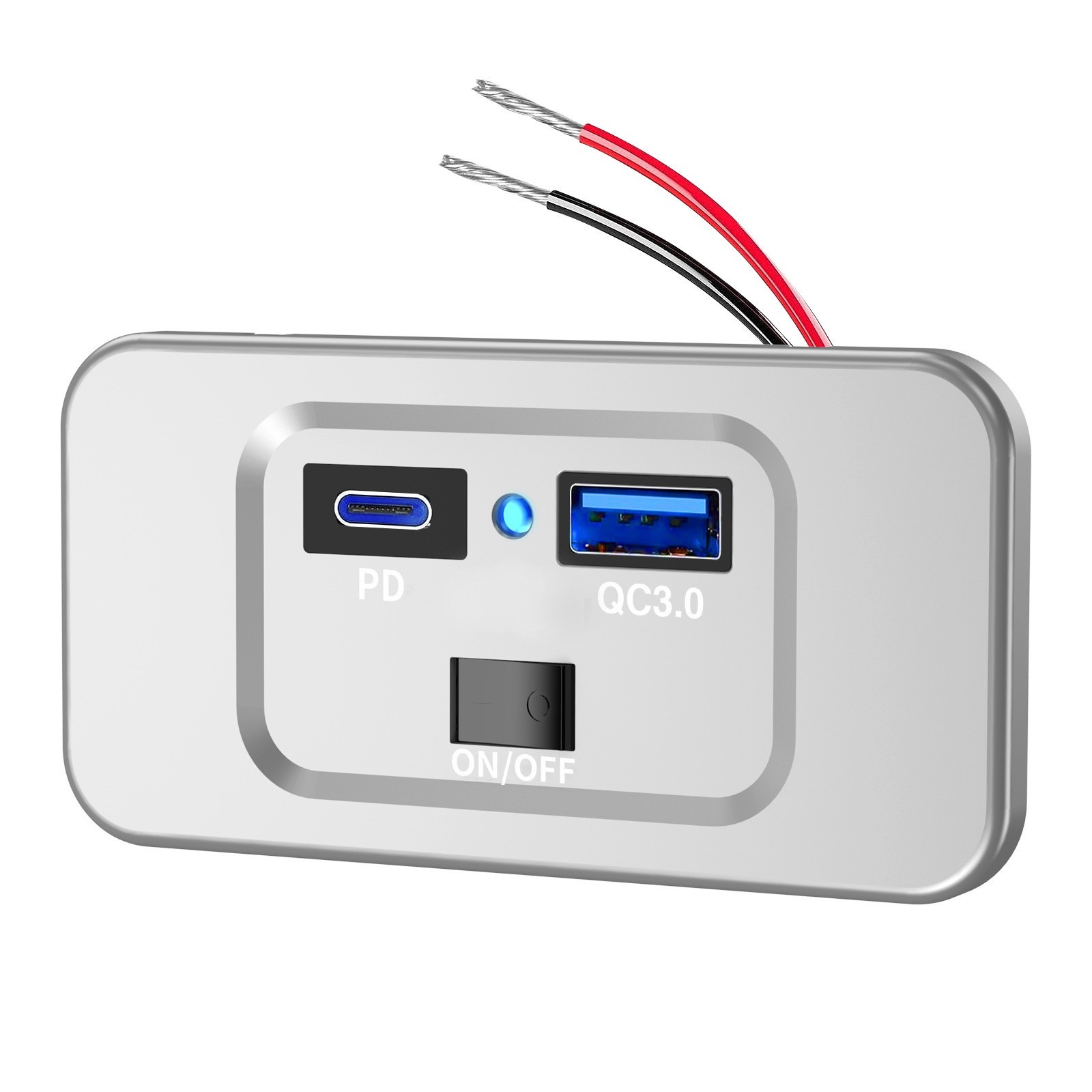 12V Dual USB Car Fast Charger Socket LED Power Outlet Panel For Marine Boat RV