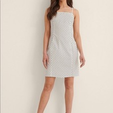 Anna Briand X Na-kd White and Black Polka Dot Mini Dress NWT Sz 4 