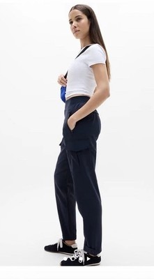 Athleta Endless High Rise Cargo Pants Navy Size 6 Pull On Tapered Fit