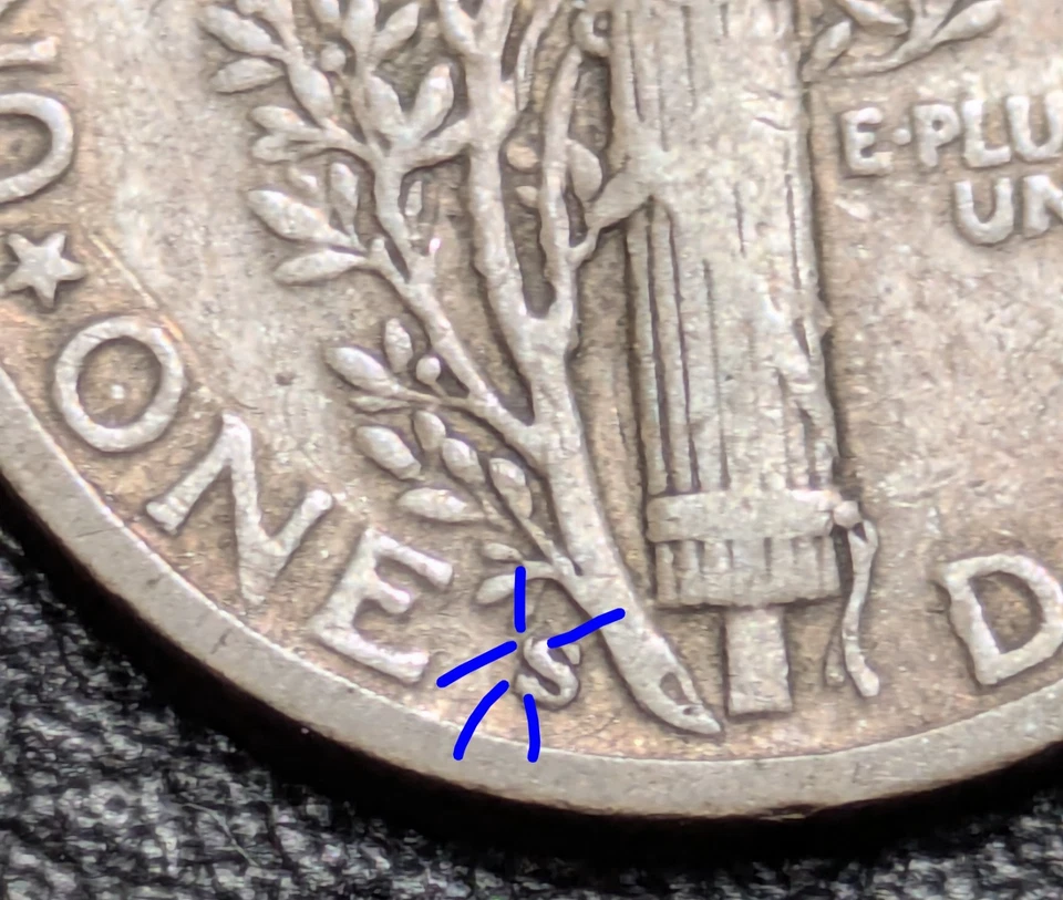 1943-S S/S 10c Silver Mercury Dime Rpm S/S West Error Repunched Mint Mark - Image 2 of 4