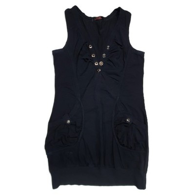 J-2 Fashion Wear Tanktop Slimfit Damen S Schwarz Knopfverschluss Ausschnitt