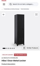 LA REDOUTE INTERIEURS Hiba Industrial 1 Door Metal Locker Storage Unit, Grey