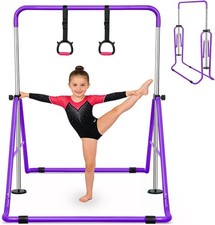 Gymnastics Bar for Kids, Adjustable Height Gymnastic Horizontal Bars, Folding Ex