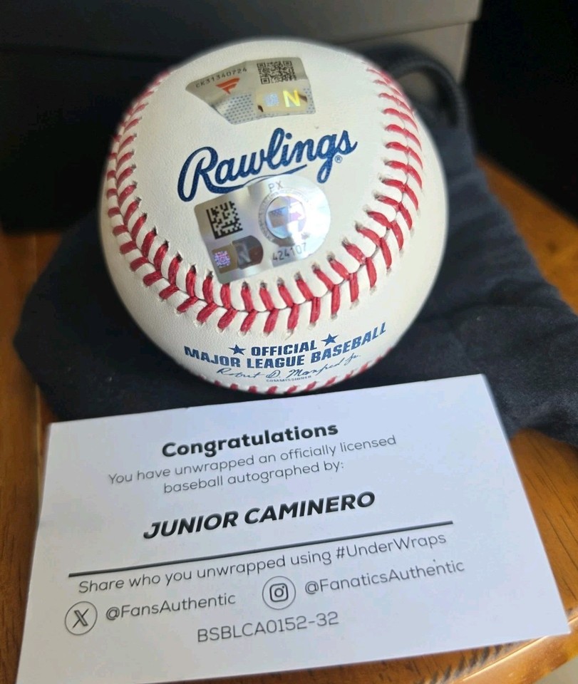 Authenticated Format Fanatics Under Wraps Junior Caminero Autographed Authenticated Baseball ...