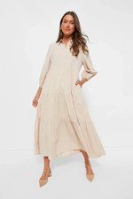 Maxi abito nuovo con etichette Tuckernuck POMANDER PLACE Mabel in cotone arenaria M