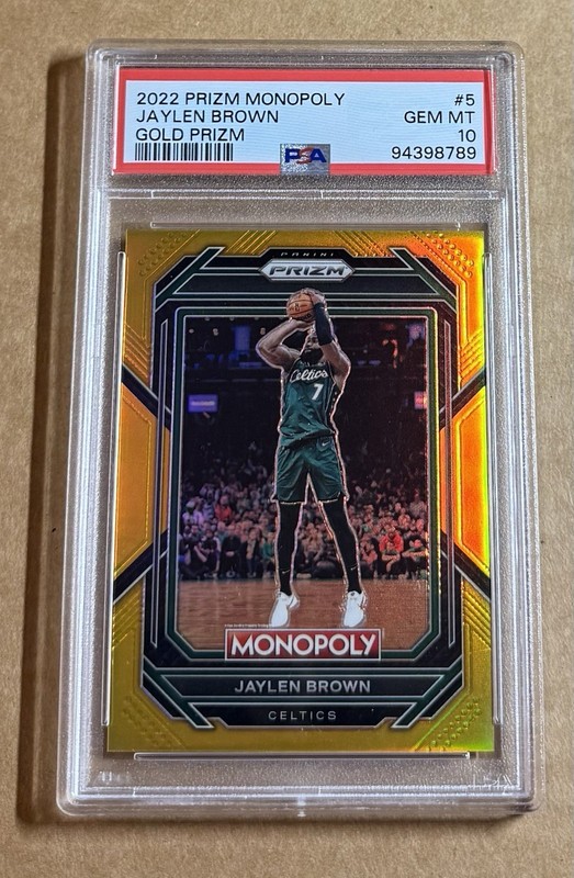 Jaylen Brown 2022-23 Panini Prizm Monopoly GOLD PRIZM /49! #5 PSA 10