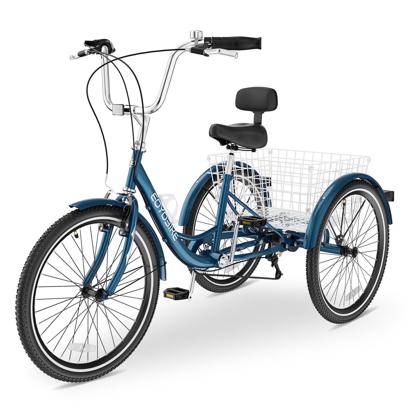 MOONCOOL Adult 26" Tricycle 7 Speed 3 Wheels Bicycle Trike  w/ Basket&Backrest