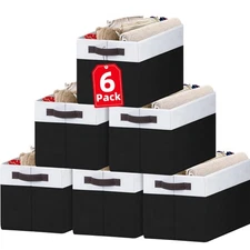 6-Pack Closet Organizers and Storage Bins 14L10W9.5H Baskets for Clothes