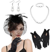 Black Fascinators Hat Set for Women Funeral Veil Hat Pillbox Cocktail Tea Par