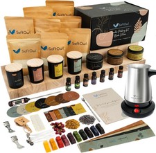 Soy Candle Making Kit Full Set Electric Melter 7oz Jars Tins 7 Scents 10 Dyes