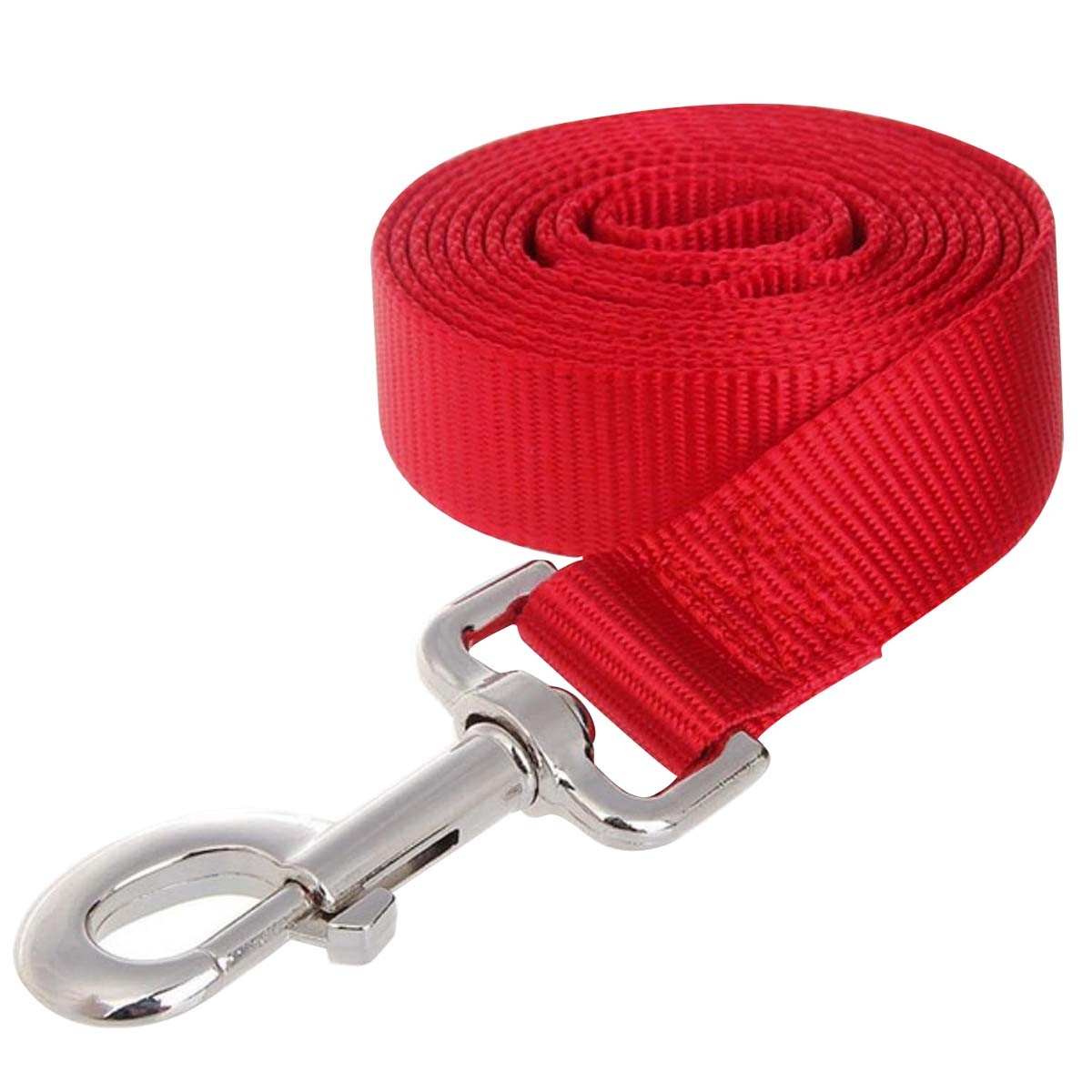 Laisse chien XL rouge 120 cm en nylon anti-traction avec mousqueton acier