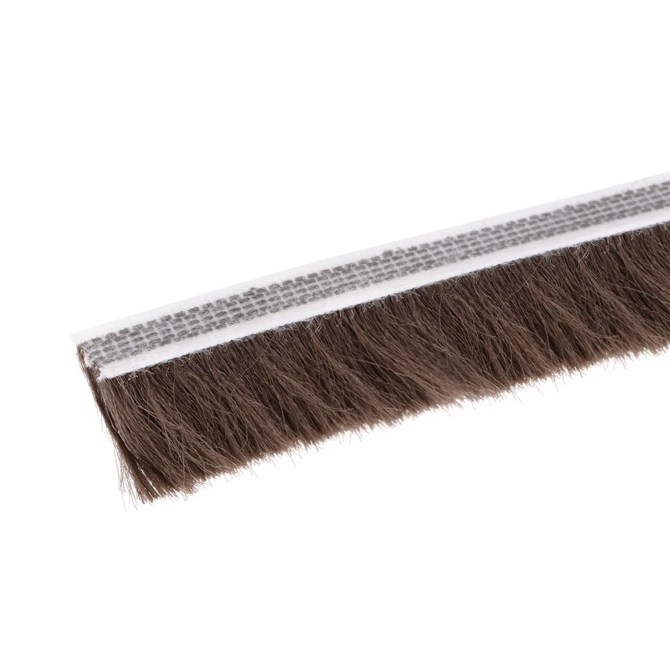 Brush Weather Stripping Adhesive Felt Door Seal Strip Sweep 197"x0.9" Brown - Image 3 of 4