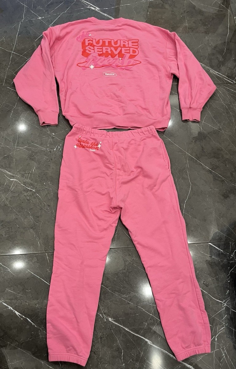 Poppi Soda Merch The Future Served Fresh Pink Piece Sweatsuit Tiktok RARE  M