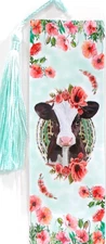 CUT COW AND POPPY FLOWERS, - ,BIRDS,CATS,FLOWERS,DOGS-BOOKMARKS