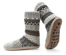 Women's Knit Slipper Socks Soft Gripper Soles, Warm Fuzzy House Boots Indoor,...