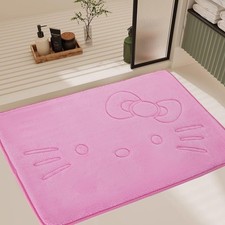 Adorable Pink Cartoon Bath Mat - Memory Foam, Stain Resistant, 15.75 x 23.62