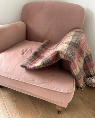 Vintage Made In England 100% Wolle Überwurf / Decke Plaid Rose Neutrale Töne 50x31