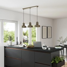 GoodHome Orous Rectangular Satin Pewter effect 3 Lamp LED Pendant ceiling light,