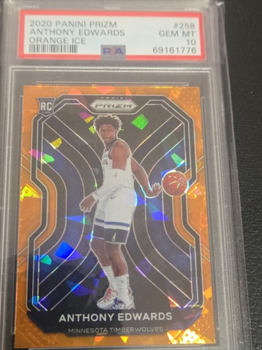 2020 Panini Prizm ANTHONY EDWARDS ROOKIE ORANGE ICE #258 PSA 10 GEM MINT