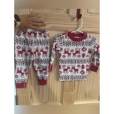 Hanna Andersson Kids 2T Reindeer Fair Isle Organic Cotton Pajama Set Red White