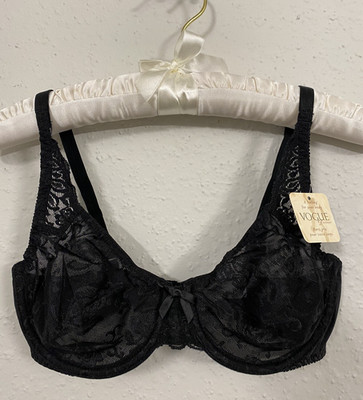 WOMENS VINTAGE Y2K VERY RARE! VOGUE DESSOUS 2000s BLACK LACE UNLINED 34C NWT