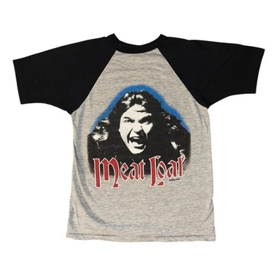 Vintage Meat Loaf T-Shirt Gr. S grau Raglan 1984 1985 Bad Attitude Tour Rock