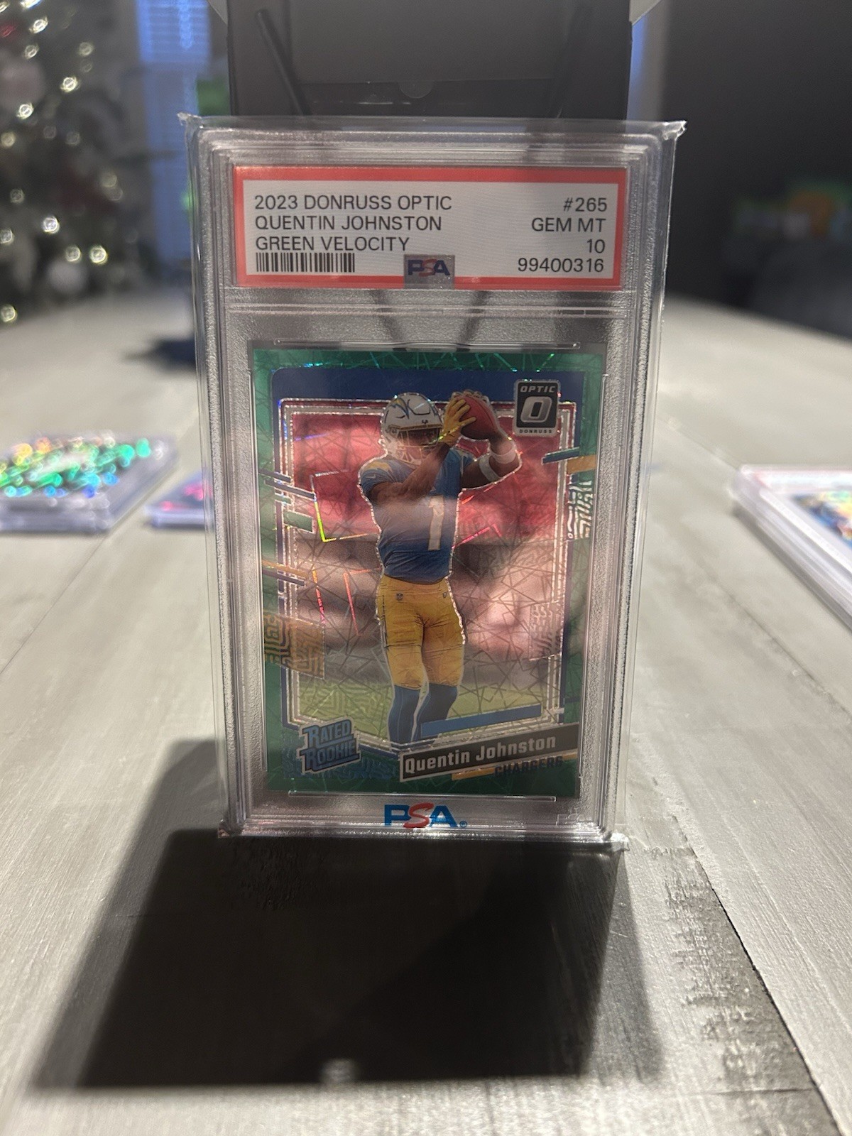 2023 Donruss Optic - Rated Rookie Quentin Johnston #265 Green Velocity PSA 10