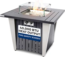 Outdoor Propane Fire Pit Table, 50,000 BTU Square Fire Table with Stainless Stee