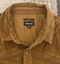 Brixton Men’s Small Browm Corduroy Button Down Shirt 100% Cotton Size M
