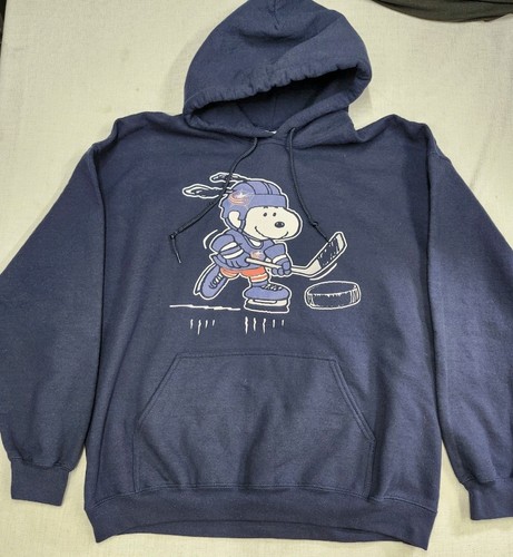 Columbus Blue Jackets Sweatshirt Size XL Hockey Snoopy Peanuts CBJ Fan Made Hood - Picture 2 of 8