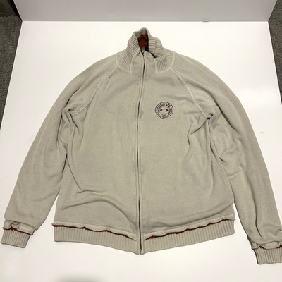 Oakley Men's Knit Full Zip Mock Neck Sweatshirt Embroidered Logo Gray L