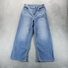 American Eagle Jeans Womens 10 Blue Super High Rise Baggy Wide Leg Stretch Denim