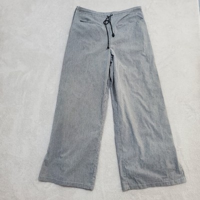 ART Ateliers Rare Toggery Pants Women 8 M Gray White Striped Zip Split Leg FLAW