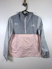 The North Face Kids Girls Half Zip Fanorak Anorak Jacket Gray Pink Size L 14-16