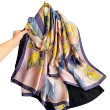Women Scarf Headscarf Silk Feeling Fashion Lightweight Shawl Long Wrap