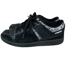 Vintage VISION STREET WEAR Sz 7.5 Shoes Skater Black Suede Leather Mens Low Top