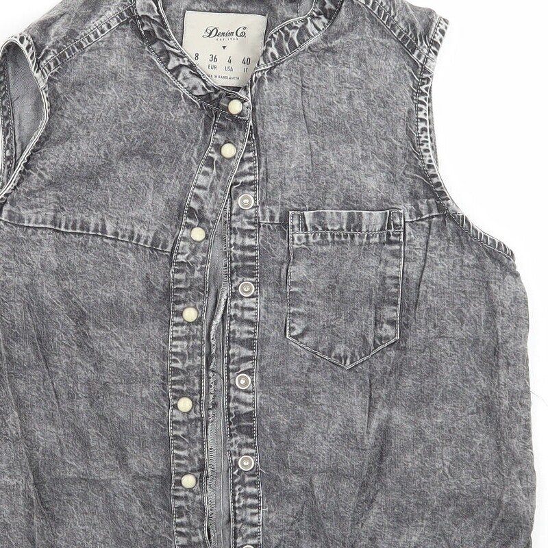 Denim co Womens Grey Polyester Blend Basic Button… - image 8