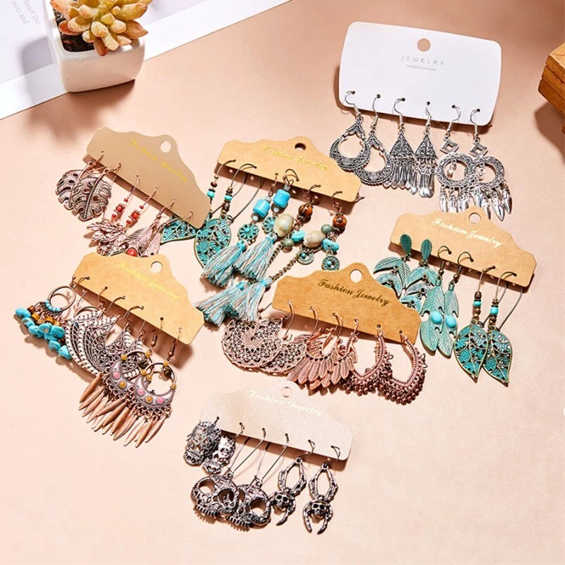 Pendientes Gitanos Retro Boho Tribales Étnicos Borla Gancho Gota Cuelga Joyería Regalo Lo último Foto 3 de 4