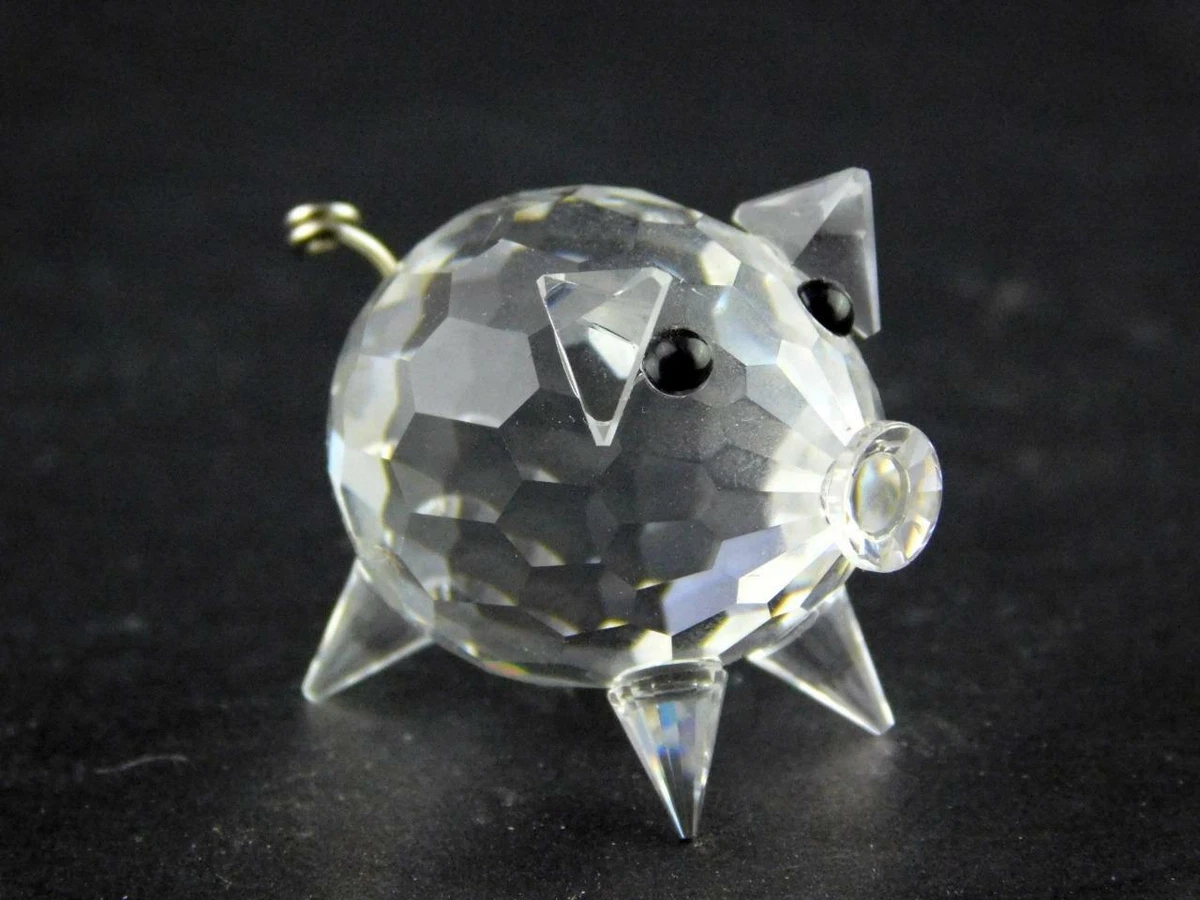 Swarovski Pig with Metal Tail Figurine Faceted Glass Crystal A CONDITION