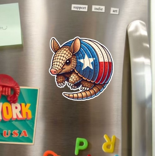 Texas Themed Armadillo Fridge Magnet - Picture 2 of 4