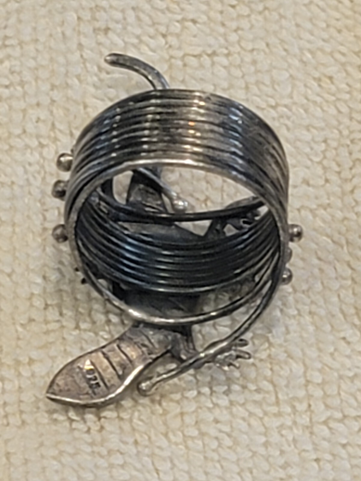 Sterling Salamander Lizard Silver Ring coiled wir… - image 3
