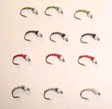 Fly Fishing Flies 12 disco snow cone chironomids 4 colors size 18 Trout Nymphs