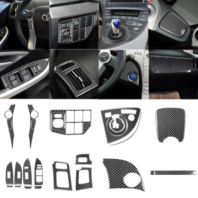 25Pcs Carbon Fiber Interior Full Kit Set Cover Trim For Toyot@ Prius 2012-2015