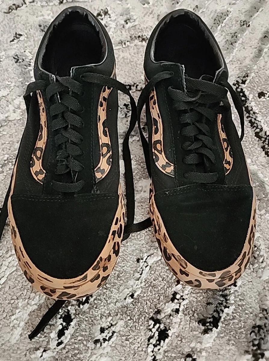 Old Skool Platform Vans Leopard Print Suede Womens 8.5 Mens 7 721356