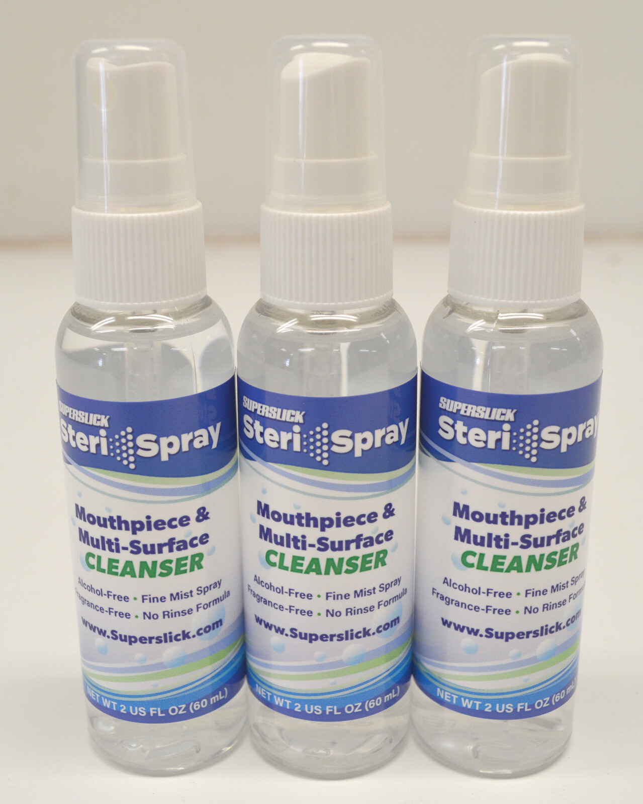LOT OF 3 NEW SUPERSLICK STERISPRAY MOUTHPIECE & SURFACE CLEANER,2 OUNCE BOTTLES eBay