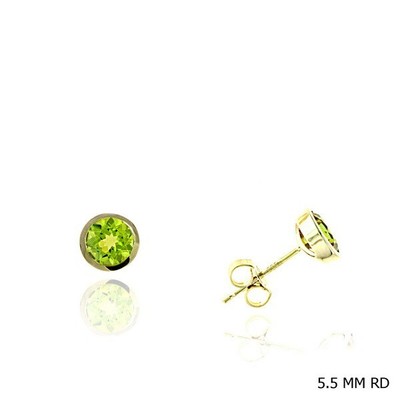 1.30 TCW Natural Round Cut Peridot 14K Yellow Gold Studs   October Birthstone