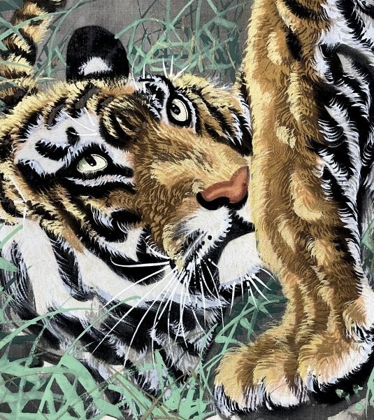 JAPANESE PAINTING HANGER SCROLL JAPAN TIGER Old Art PICTURE