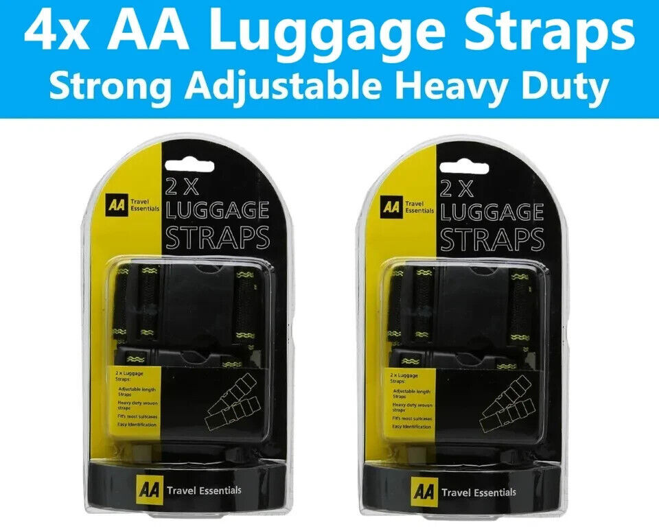 4x Luggage Straps AA Strong Adjustable Heavy Duty Travel Baggage Suitcase Belt