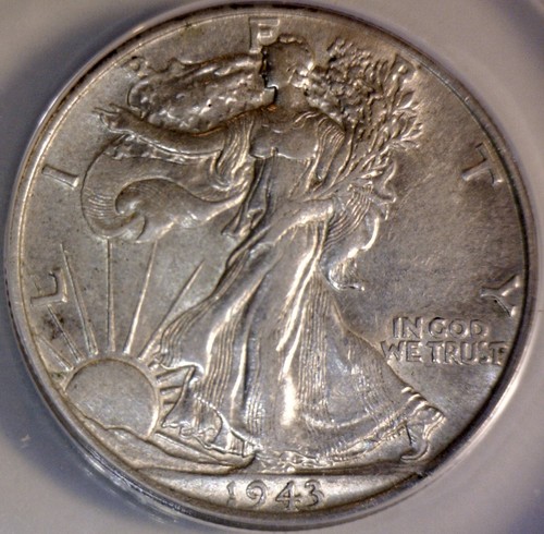 1943 ERROR ANACS EF 45 CRACKED BLANK Walking Liberty SILVER Half Dollar Coin NR - Picture 5 of 9